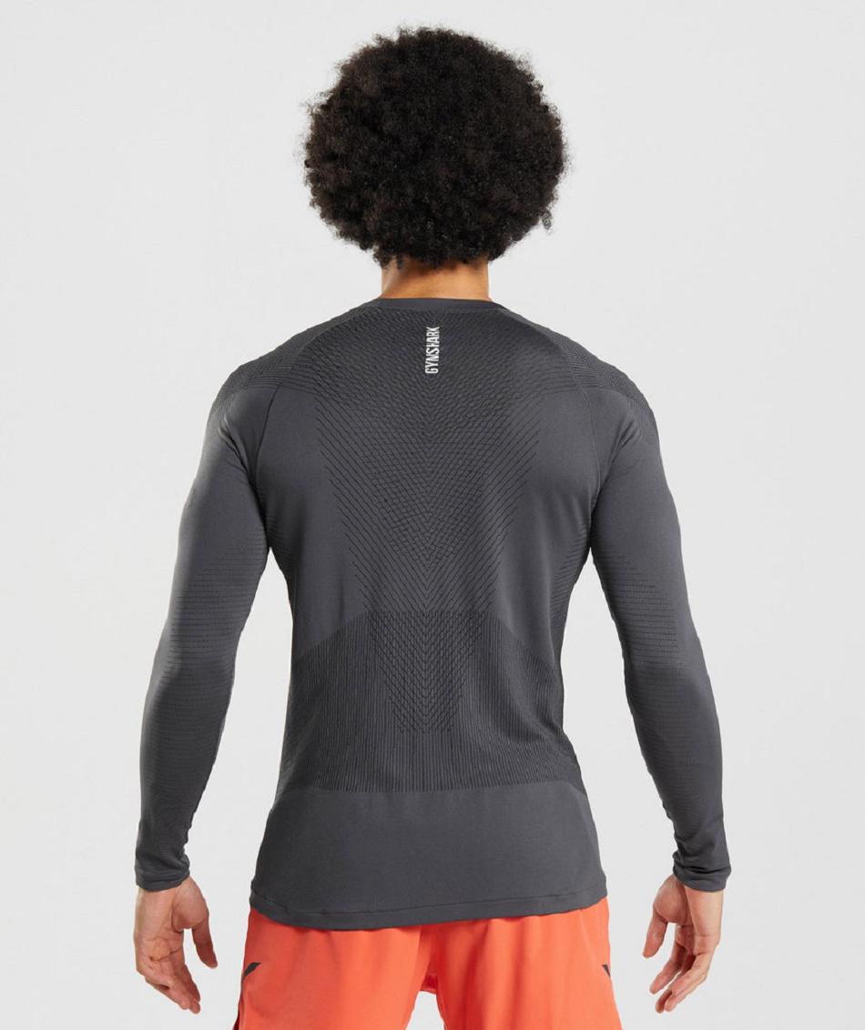 Long Sleeve Gymshark Apex Seamless Hombre Negras Gris Negras | CO 3545VRW